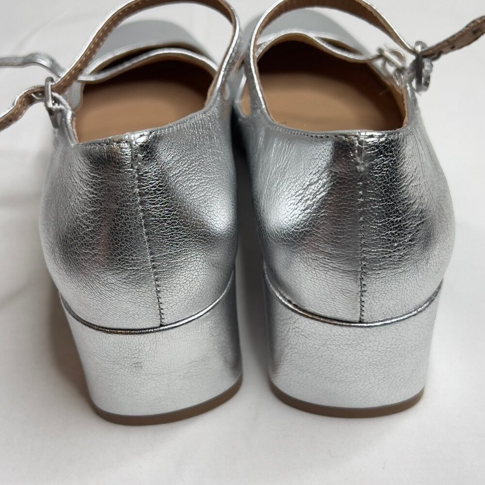 Madewell Silver Metallic Mary Jane Block Heel Pumps - Picture 4 of 11